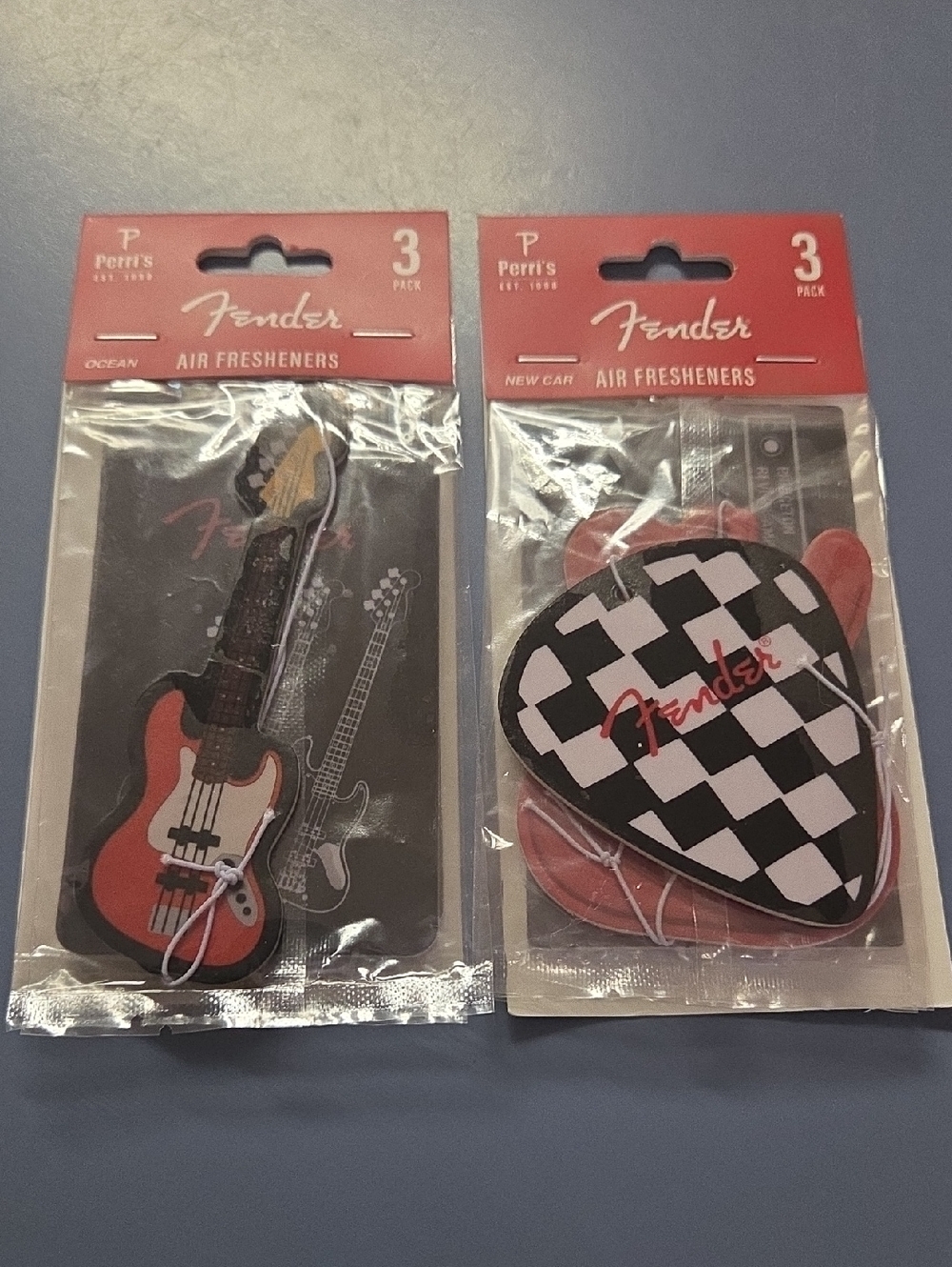 2 PACKS Fender Red & Black Guitar and Pick Air Fresheners - 3 Pack